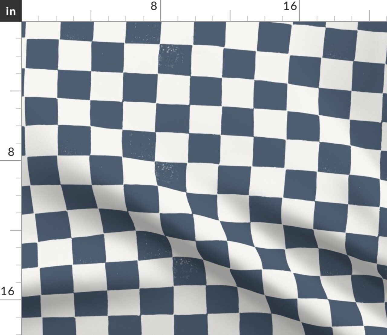 Blue Checkerboard Grid Squares Check Block Print Slate Gray Weathered Distressed Custom Printed Fabric by Spoonflower Various Fabrics by the Yard or Fat Quarter